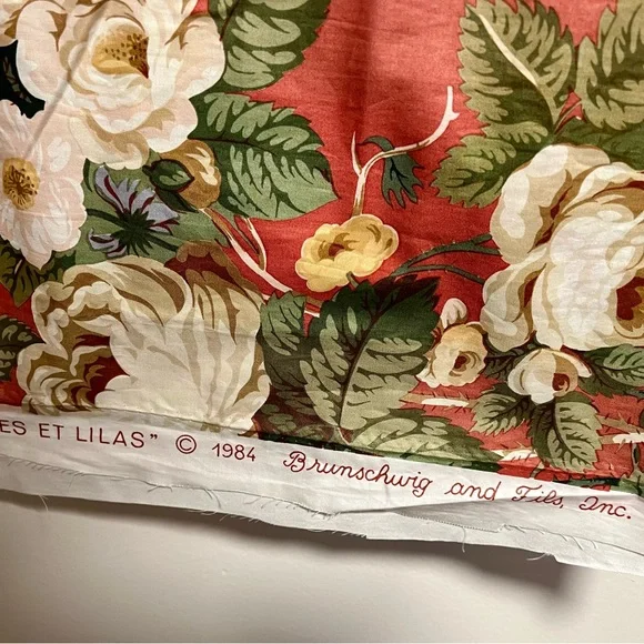 VTG Floral Designer Brunschwig & File Fabric in Coral Pink and Green 12 yards - Picture 14 of 14